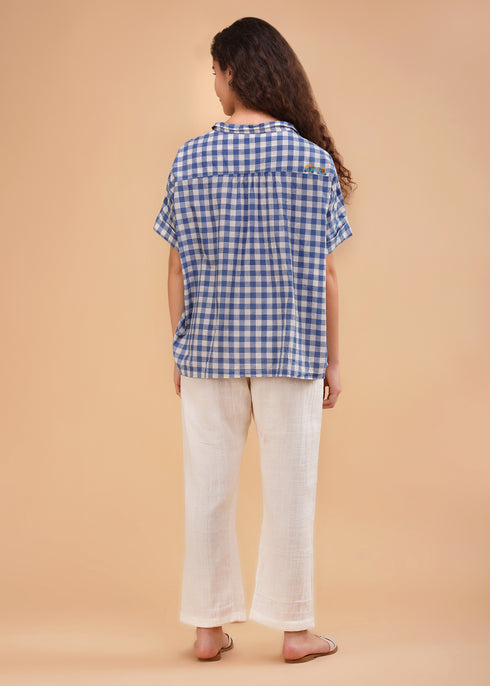 Women's Shirt Diu Blue Auto Check